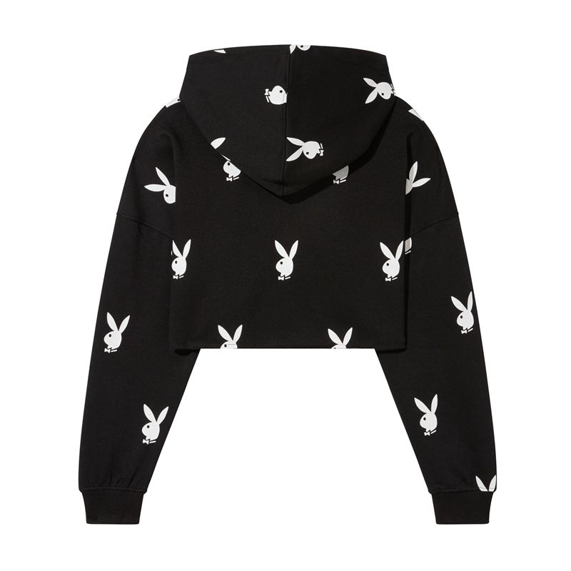 Sweat À Capuche Playboy All-Over-Print Femme Vert | KBZOWEG-84