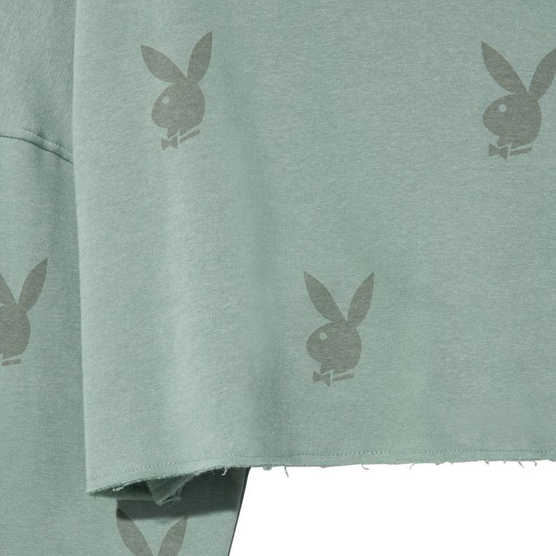 Sweat À Capuche Playboy All-Over-Print Femme Vert | KBZOWEG-84