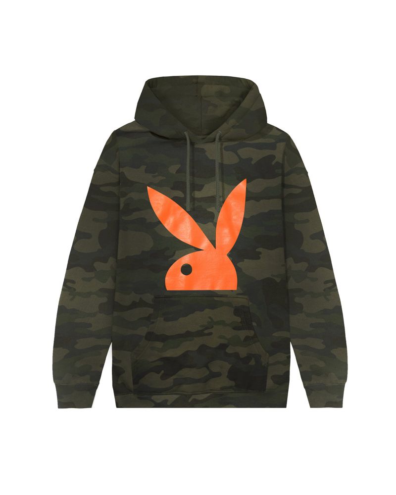 Sweat À Capuche Playboy Camo Rabbit Head Homme Noir | CBNOULS-45