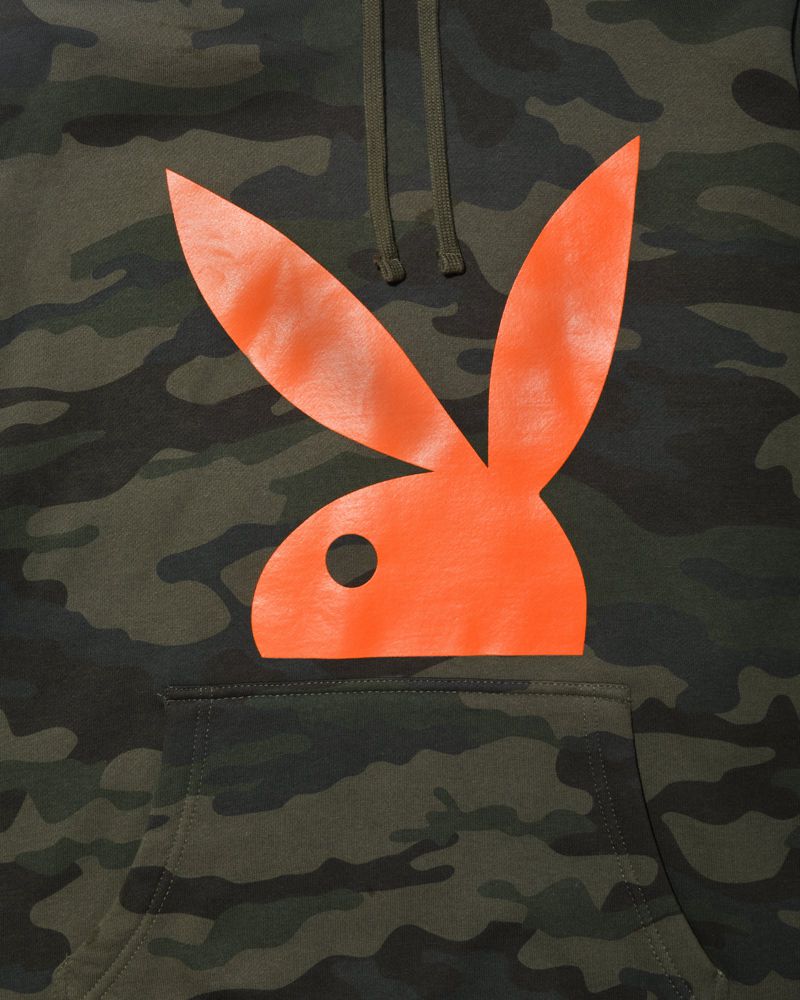 Sweat À Capuche Playboy Camo Rabbit Head Homme Noir | CBNOULS-45