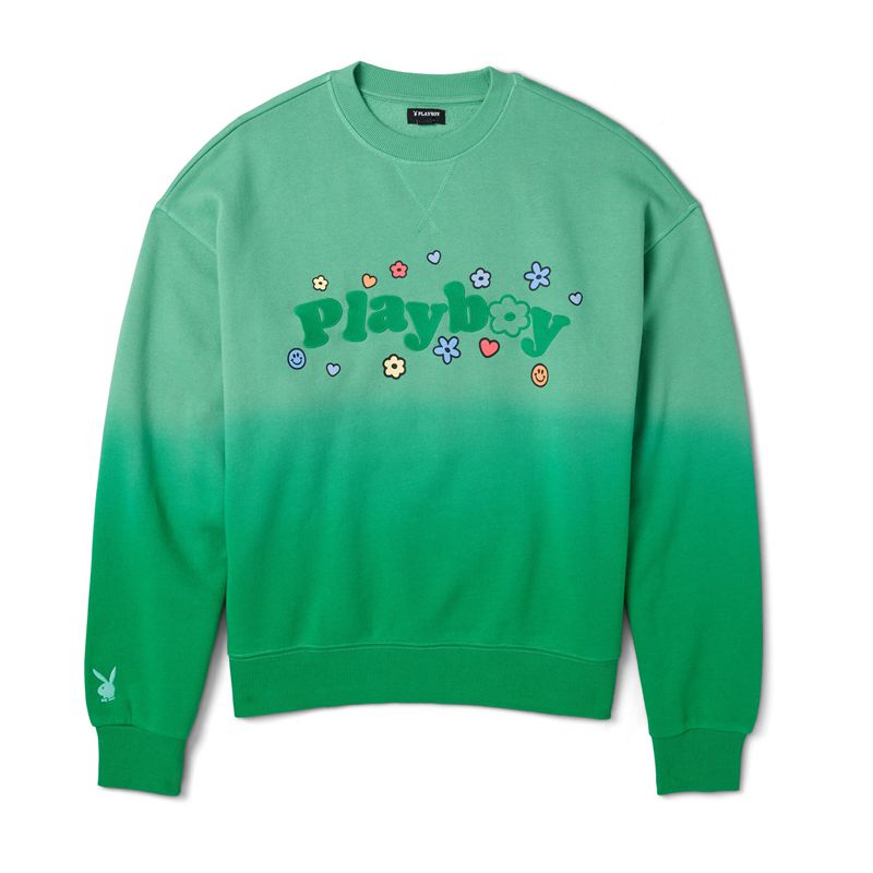 Sweat À Capuche Playboy Camp Crew Neck Femme Vert | BSGZKXJ-75