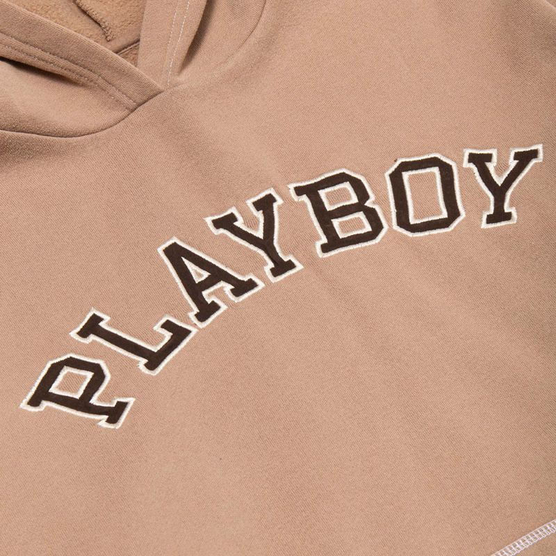 Sweat À Capuche Playboy Classiche College Femme Marron | PXYKAIZ-56