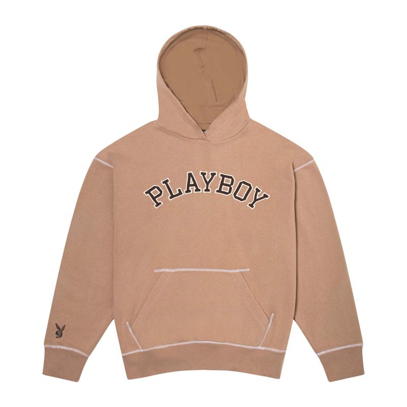 Sweat À Capuche Playboy Classiche College Femme Marron | PXYKAIZ-56