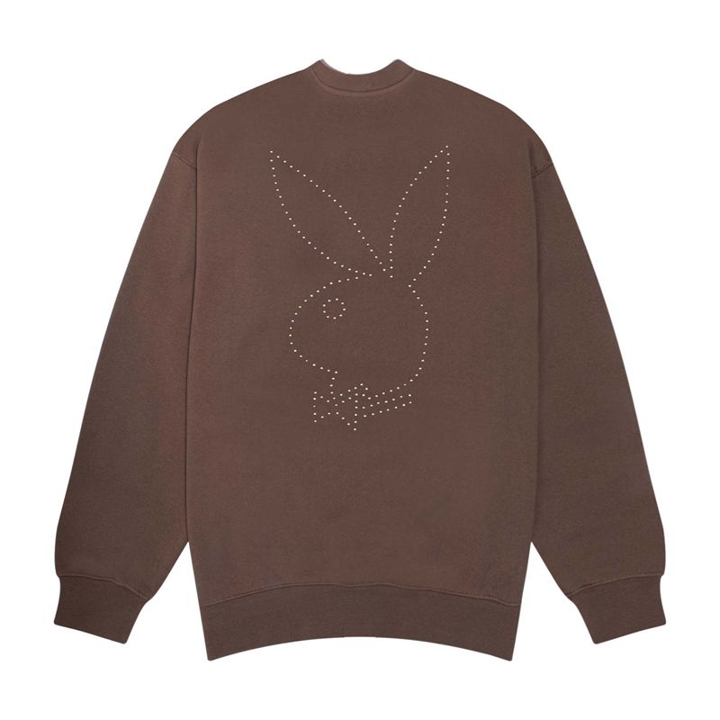 Sweat À Capuche Playboy Classiche Crewneck Homme Cafe | JORTPIX-26