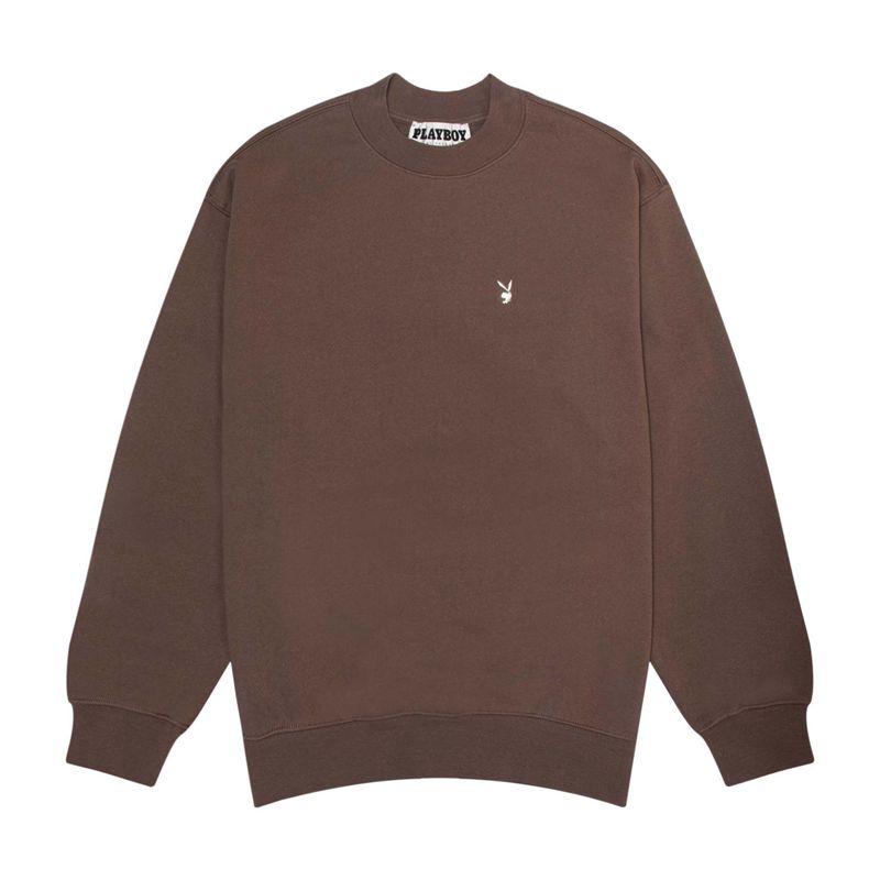 Sweat À Capuche Playboy Classiche Crewneck Homme Cafe | JORTPIX-26