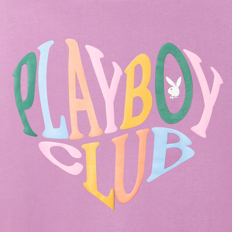 Sweat À Capuche Playboy Club Crewneck Femme Lavande | GEALUOI-40