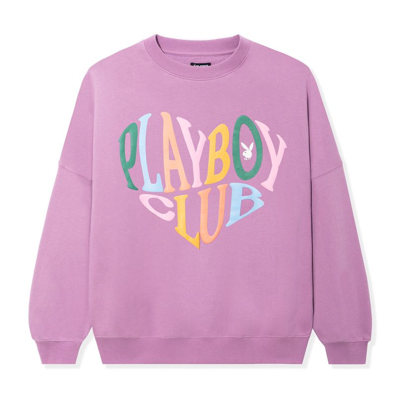 Sweat À Capuche Playboy Club Crewneck Femme Lavande | GEALUOI-40