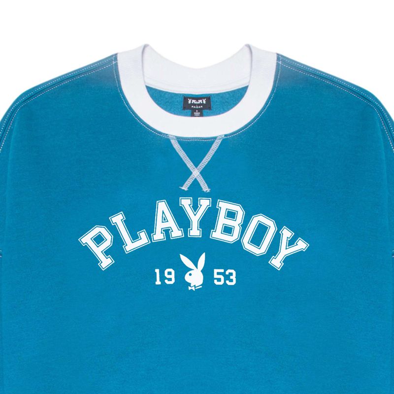 Sweat À Capuche Playboy Contrast 1953 Crewneck Femme Bleu | JAVDPMX-07