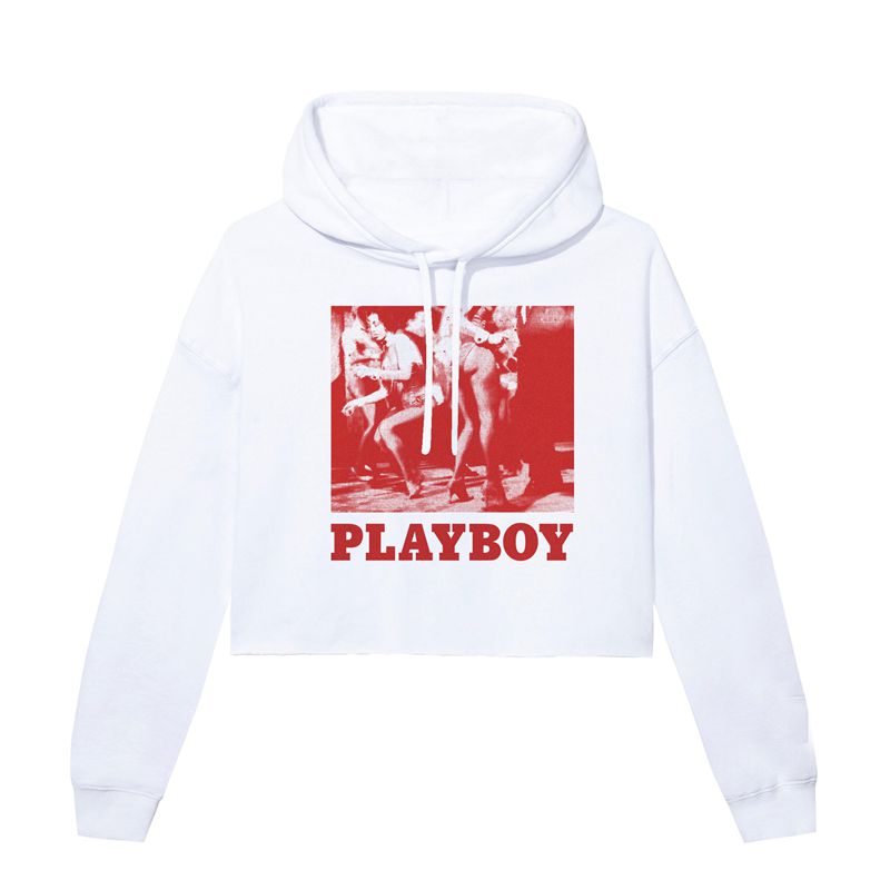 Sweat À Capuche Playboy Dancing Bunnies Femme Blanche Rouge | VNRIQFL-56