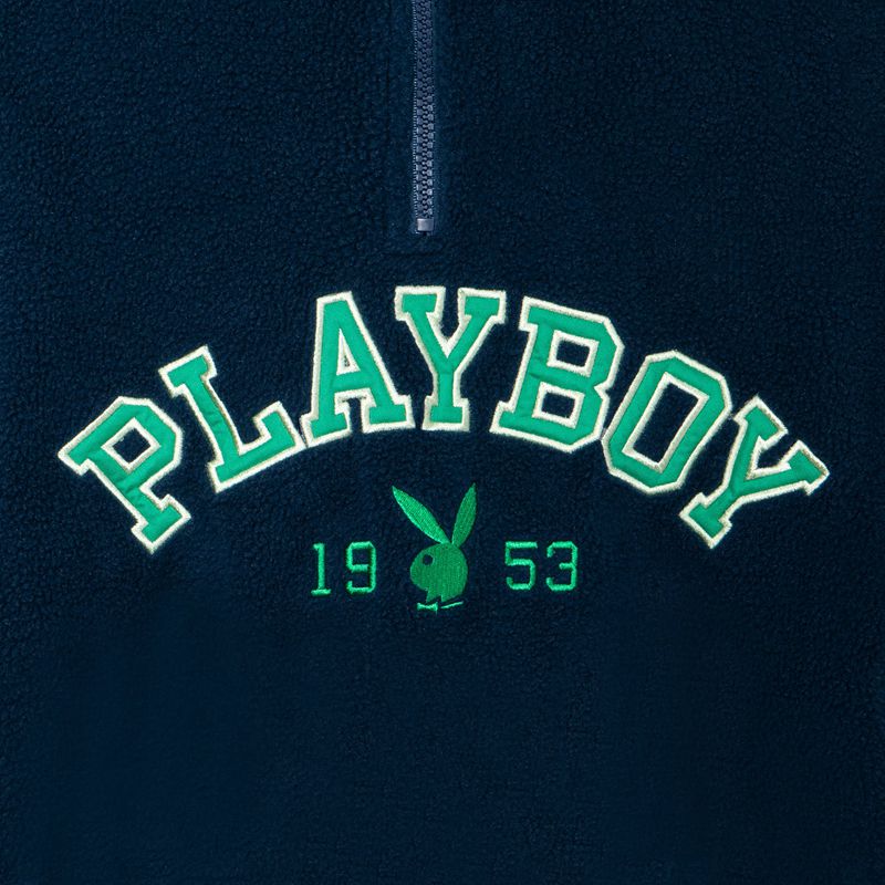 Sweat À Capuche Playboy Fleece Half-Zip Femme Bleu | KVGXSAN-90