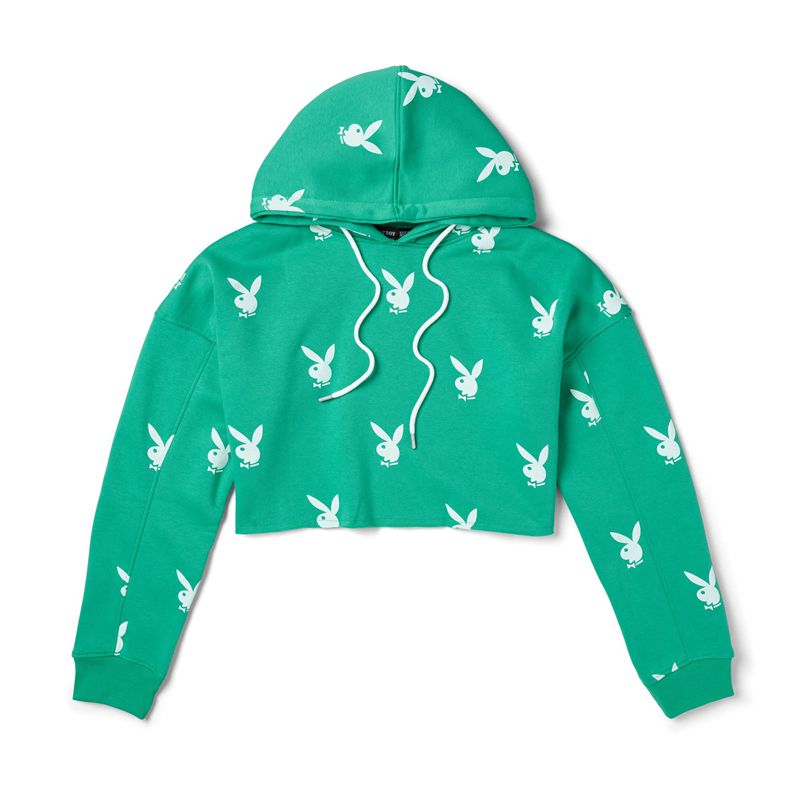 Sweat À Capuche Playboy Green Bunny Femme Vert | XZTCRYE-84