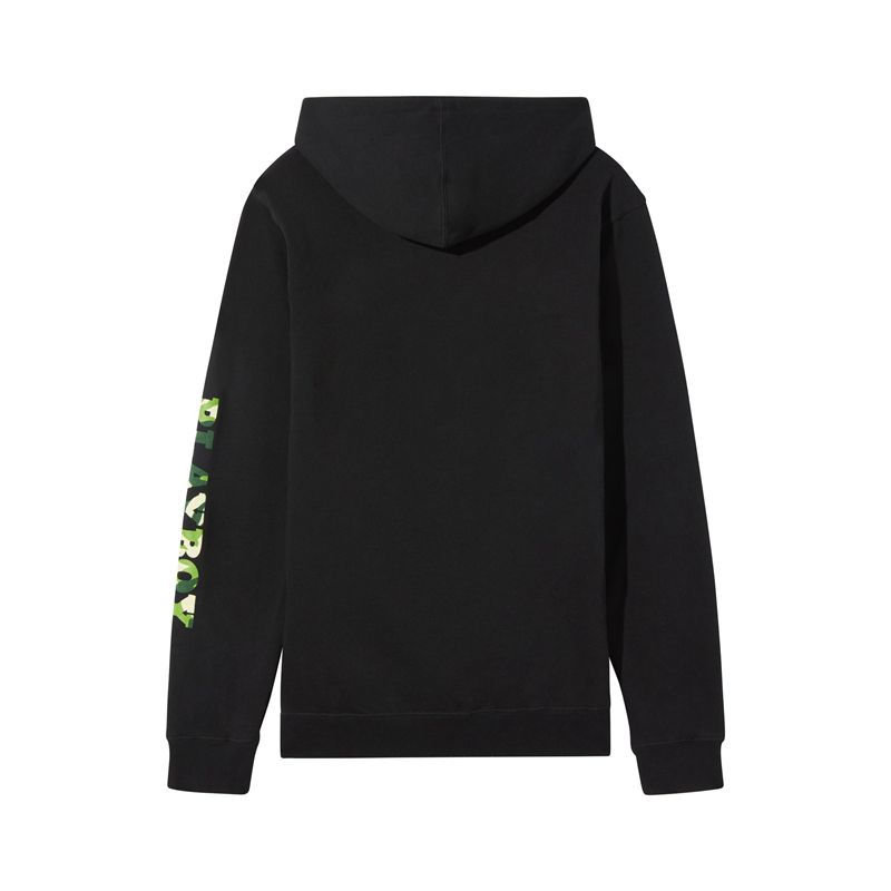 Sweat À Capuche Playboy Hare Green Camo Homme Noir | BFSXNKO-73