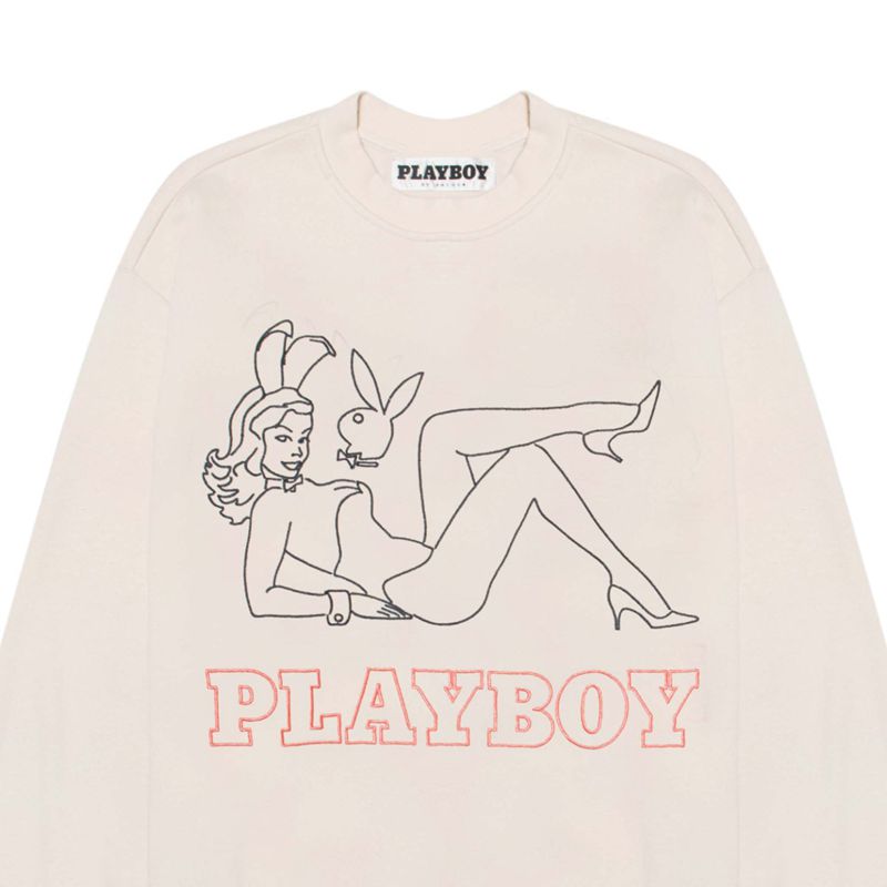 Sweat À Capuche Playboy Late Night Crewneck Homme Rose | WSKZDNT-57