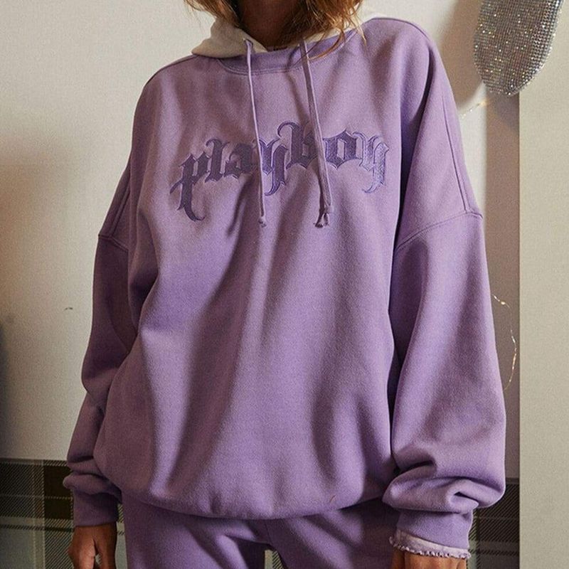 Sweat À Capuche Playboy Layered Femme Violette | XTHKAIE-01