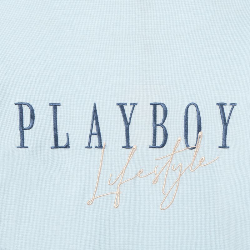 Sweat À Capuche Playboy Lifestyle Crewneck Femme Bleu Clair | JUQGHYD-26