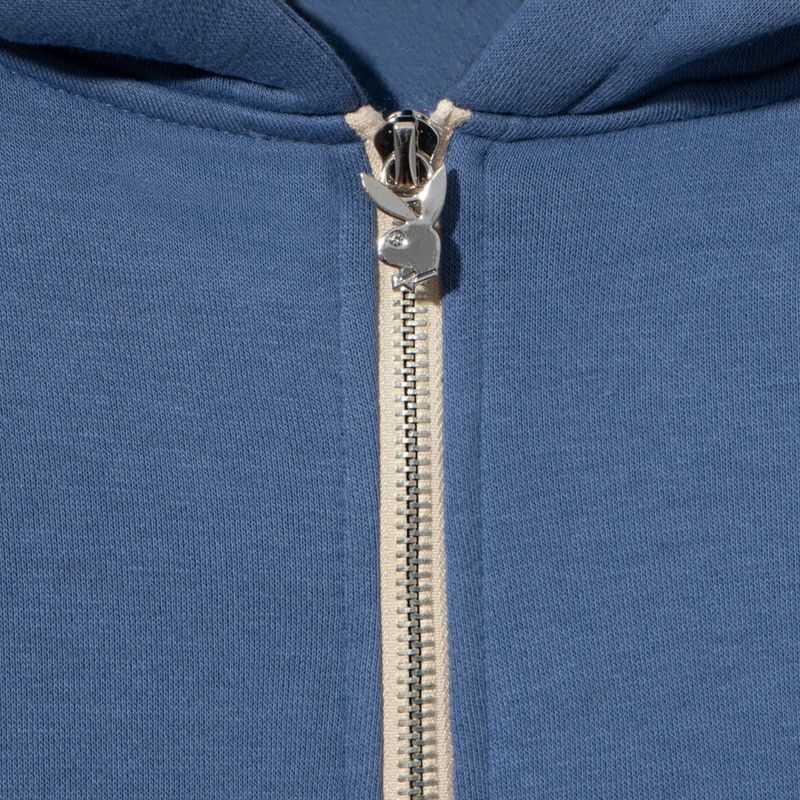 Sweat À Capuche Playboy Lifestyle Zip-Up Femme Bleu | NAMEFRY-16