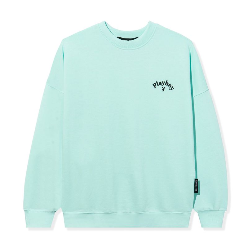 Sweat À Capuche Playboy Logo Oversized Crewneck Femme Menthe | SRMZATV-84