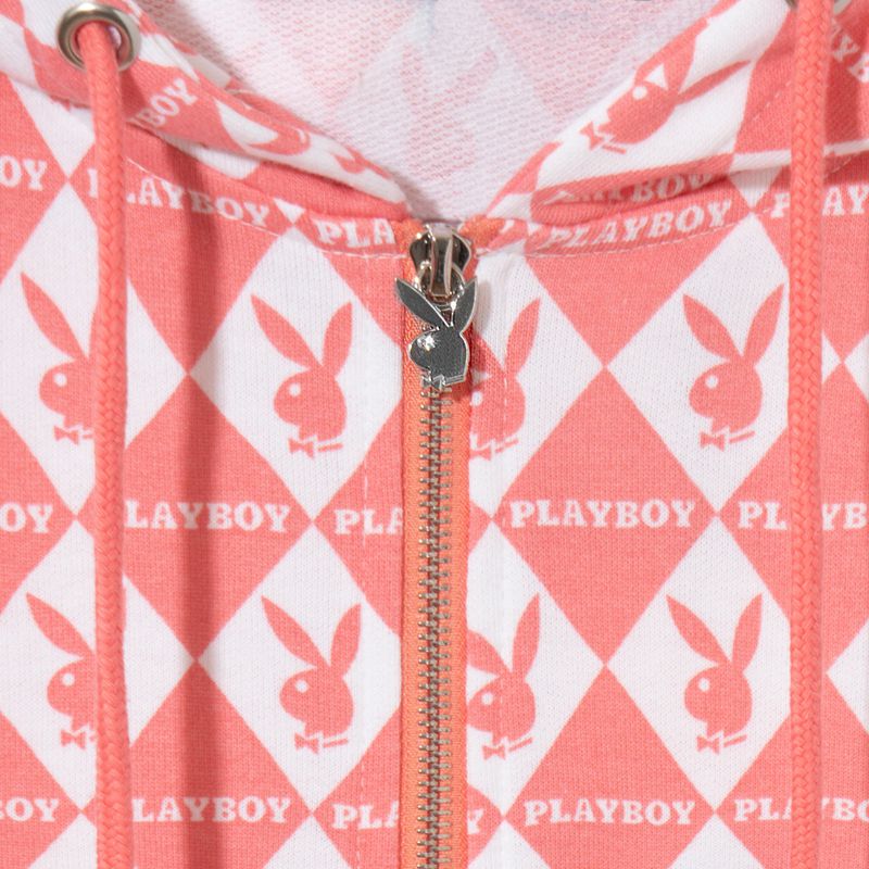 Sweat À Capuche Playboy Missguided Rabbit Head Oversized Zip-Up Femme Rose | HYKLOSN-17