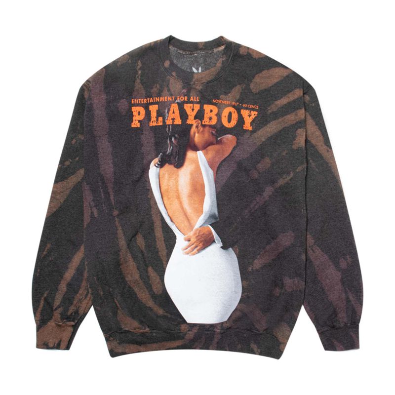 Sweat À Capuche Playboy November 1967 Tie Dye Crewneck Homme Marron | OXEKWHP-09