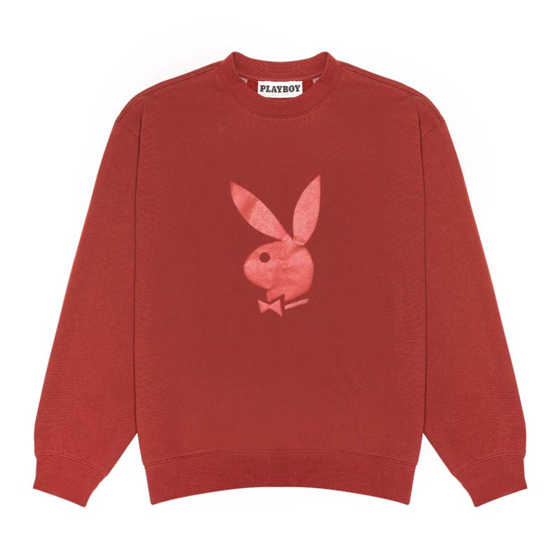 Sweat À Capuche Playboy Nuance Crewneck Homme Bordeaux | DSKXRQB-71