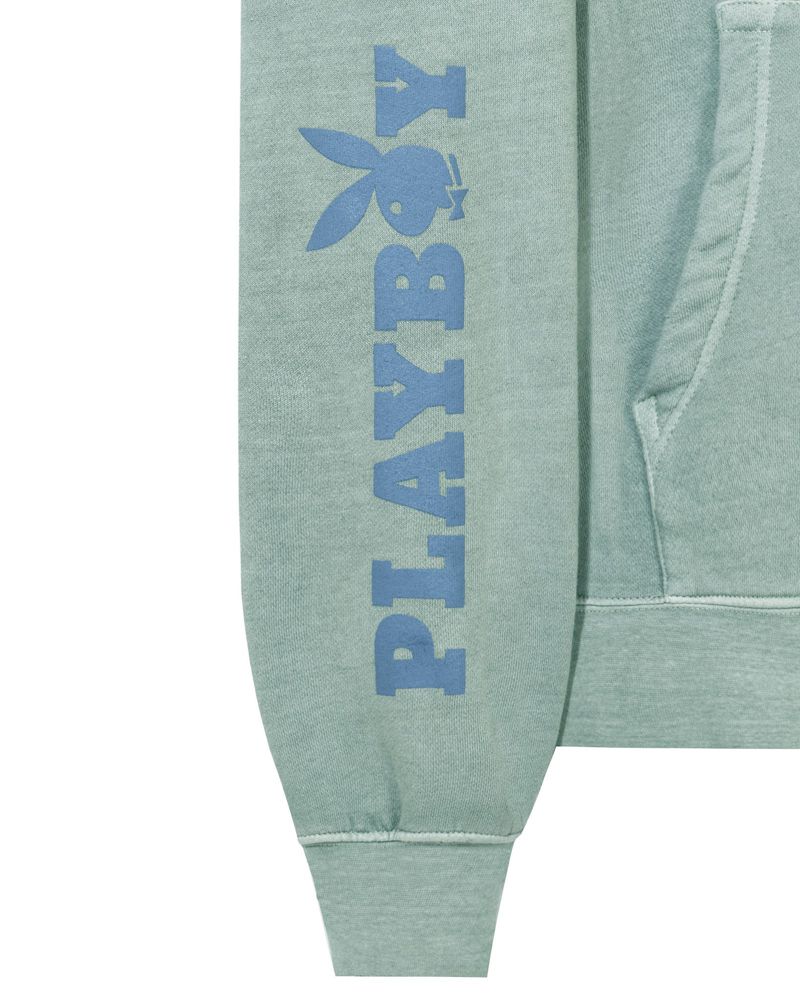 Sweat À Capuche Playboy Sun Washed Plby Femme Vert | KUTXPWE-18