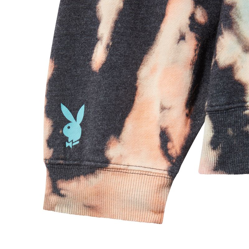 Sweat À Capuche Playboy Tie-Dye Grunge Crewneck Femme Multicolore | FQCTOMJ-50