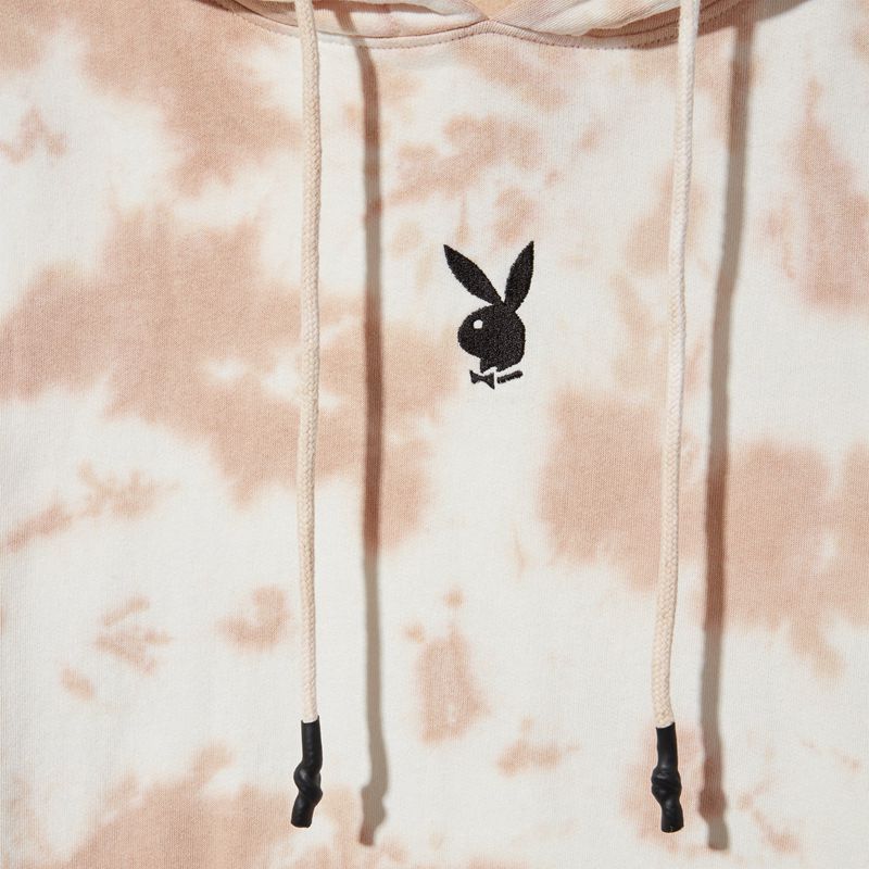 Sweat À Capuche Playboy Tie Dye Oversized Femme Blanche Marron | DMONCXQ-19