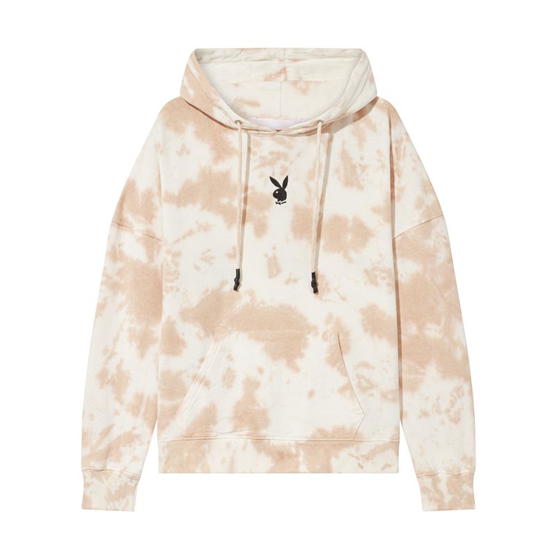 Sweat À Capuche Playboy Tie Dye Oversized Femme Blanche Marron | DMONCXQ-19