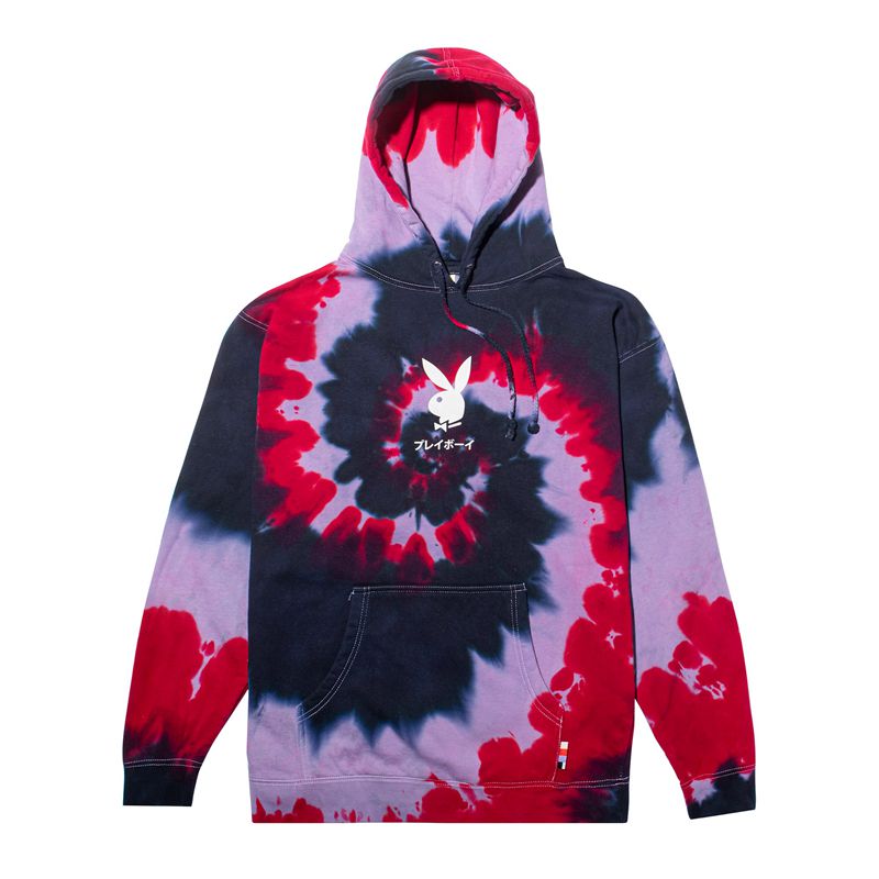 Sweat À Capuche Playboy Tokyo Club Tie-Dye Femme Rouge | BFKTJIA-49