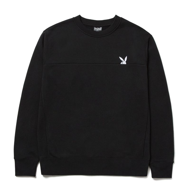 Sweat À Capuche Playboy X Huf Rabbit Head Crewneck Homme Noir | TUPXMJH-63