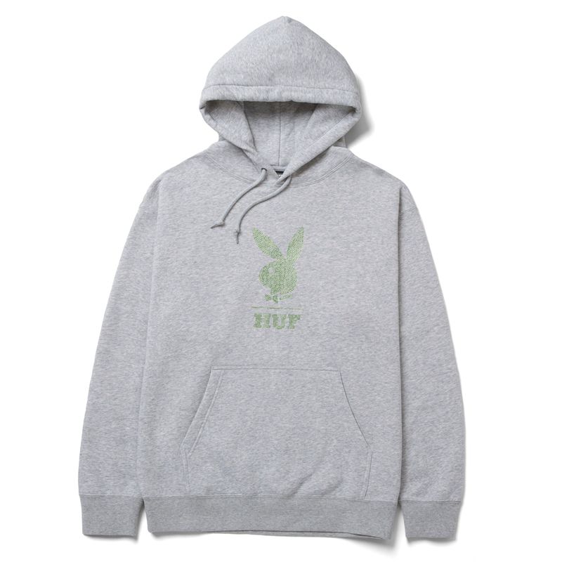 Sweat À Capuche Playboy X Huf Rhinestone Homme Grise | HZJDOLM-05