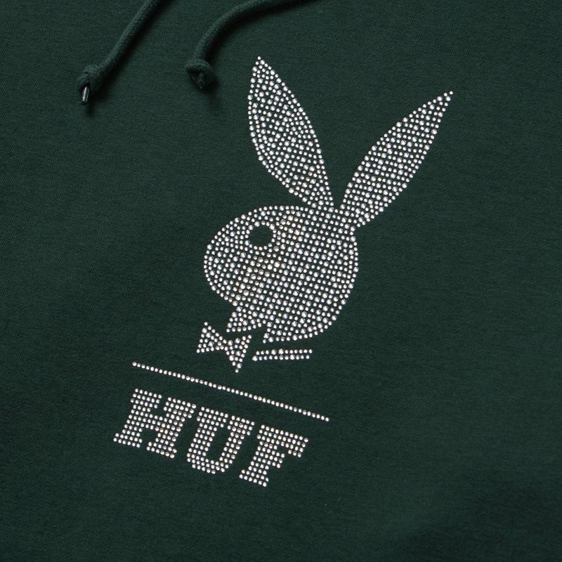 Sweat À Capuche Playboy X Huf Rhinestone Homme Grise | HZJDOLM-05