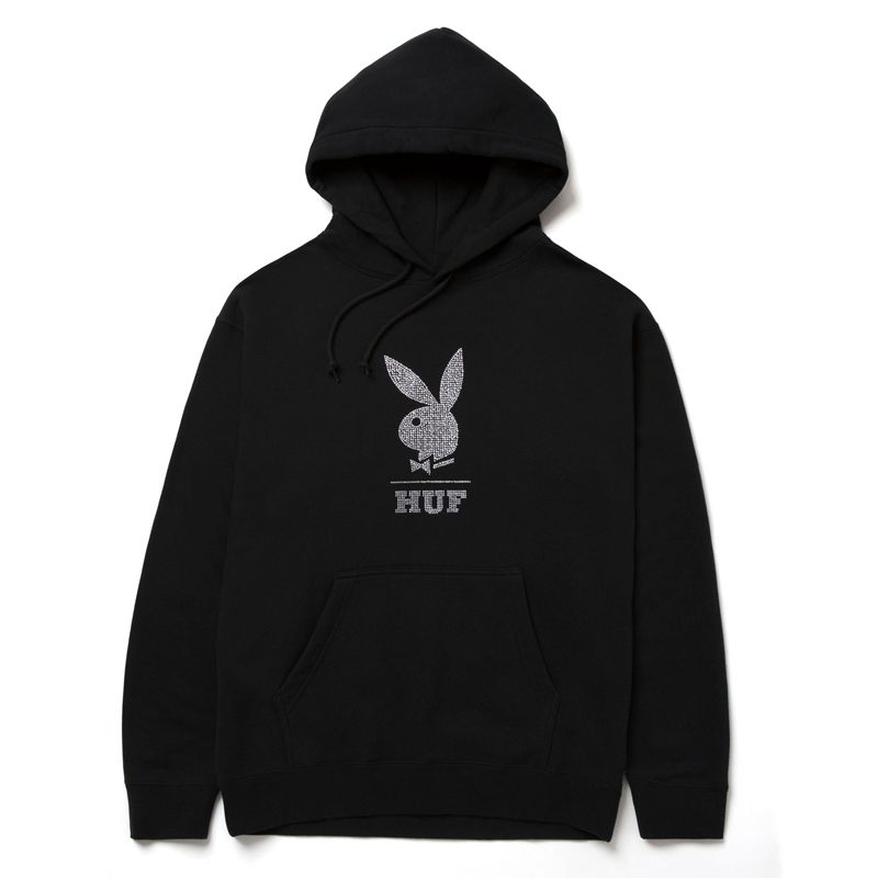 Sweat À Capuche Playboy X Huf Rhinestone Homme Grise | HZJDOLM-05