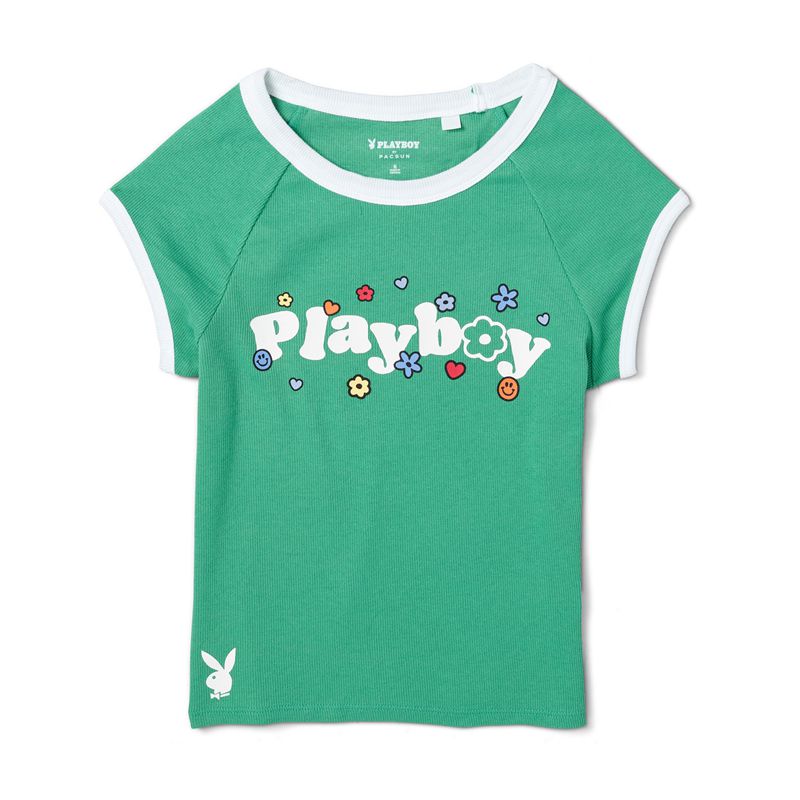 T Chemises Playboy Camp Slim Raglan Femme Vert | YOWDRMG-13