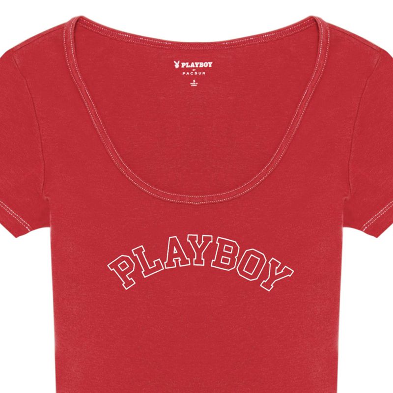 T Chemises Playboy Classiche Masthead Scoop Femme Rouge Rouge Foncé | XGZOYKA-46