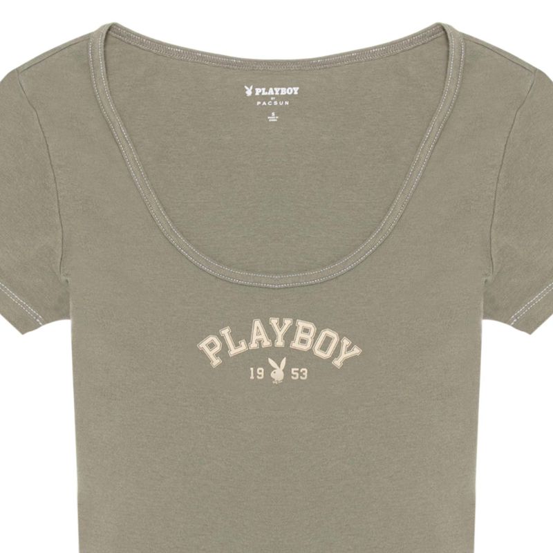 T Chemises Playboy Classiche Masthead Scoop Femme Rouge Rouge Foncé | XGZOYKA-46