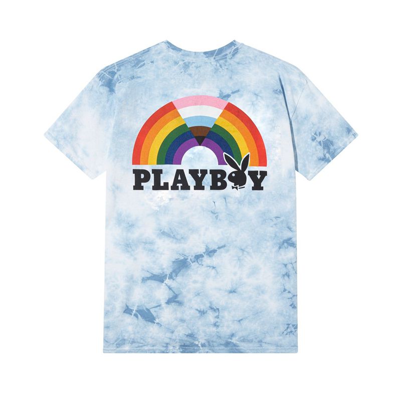 T Chemises Playboy Pride Is Good Tie Dye Femme Blanche Bleu | UHMDSYG-12