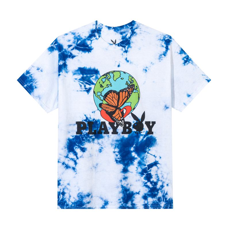 T Chemises Playboy Tie-Dye Au Naturel Femme Blanche Bleu | UGYMZSE-74