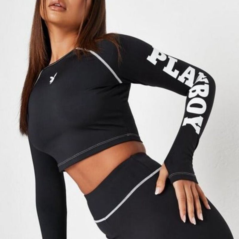 Tank Playboy Active Long Sleeve Femme Vert | BGNTPAJ-05