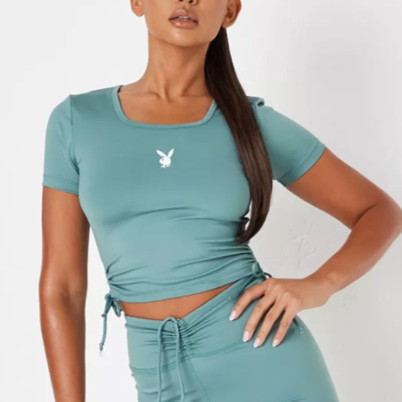 Tank Playboy Active Square Neck Femme Vert | ABVWFGQ-54