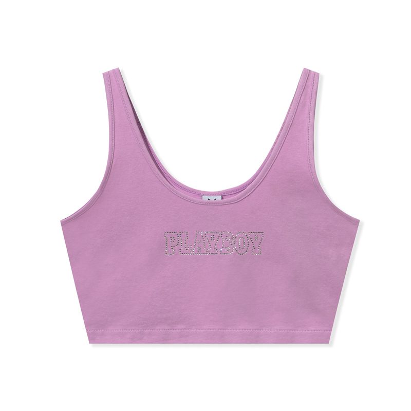 Tank Playboy Bedazzled Masthead Femme Violette | PJFDAOI-29