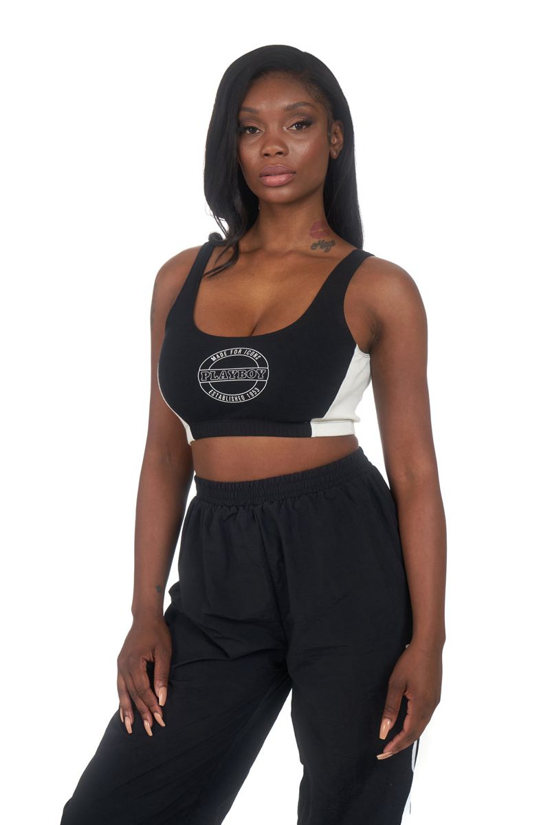 Tank Playboy Boxing Sports Bra Femme Noir | TKDJYLH-56