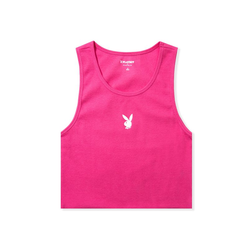 Tank Playboy Bunny Ribbed Femme Violette | PRKDAIH-12