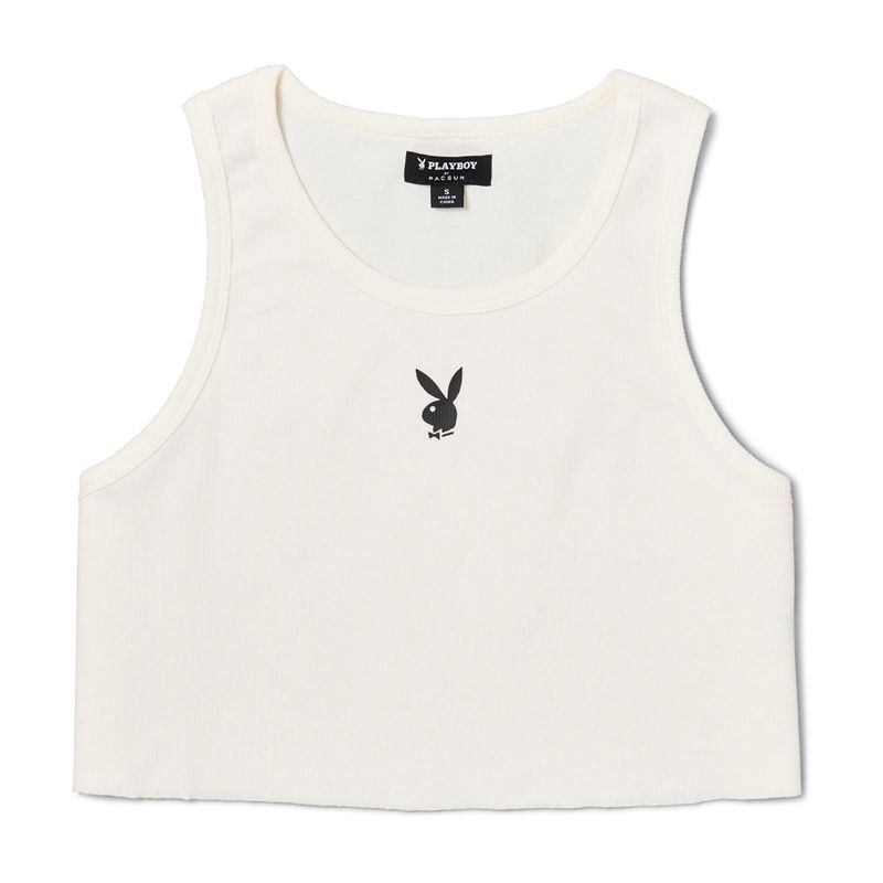 Tank Playboy Camp Ribbed Femme Blanche | PDKANZR-91