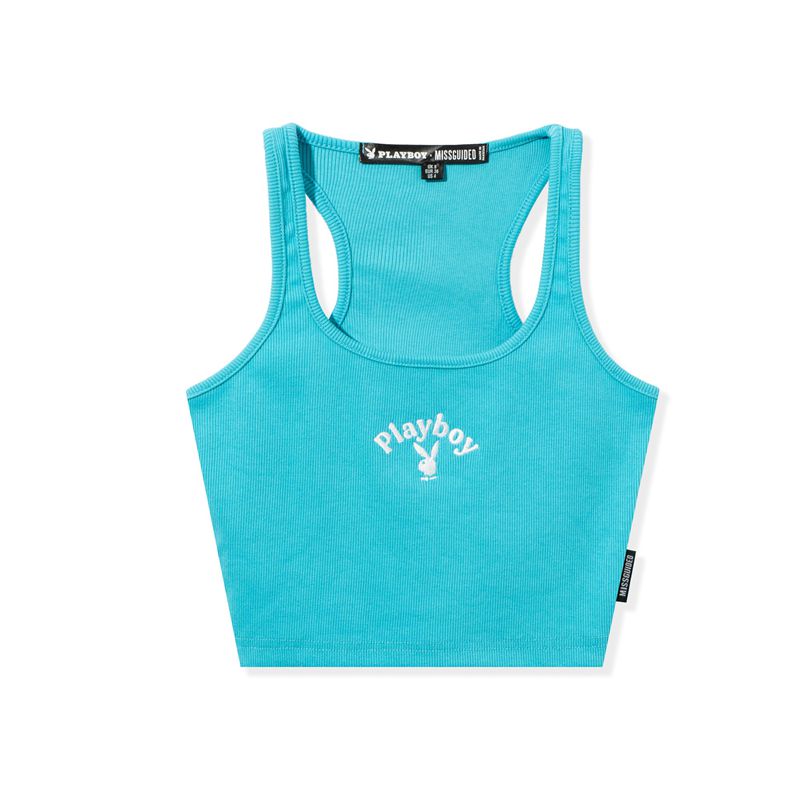 Tank Playboy Classiche Racer Femme Bleu | WJLRAFD-80