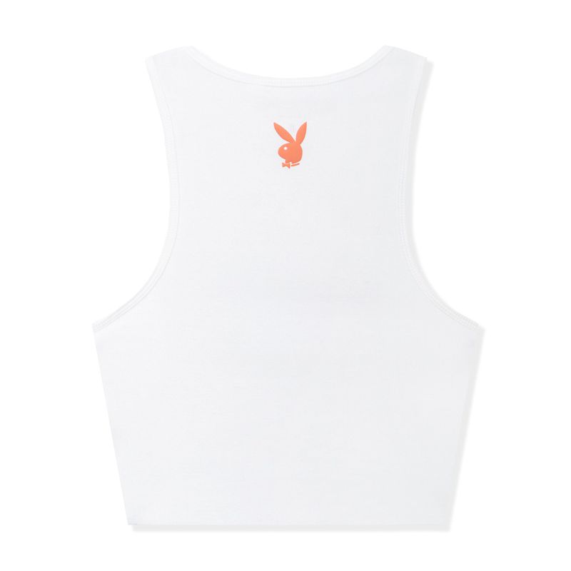 Tank Playboy Club Ribbed Femme Blanche | FEJOVSB-36