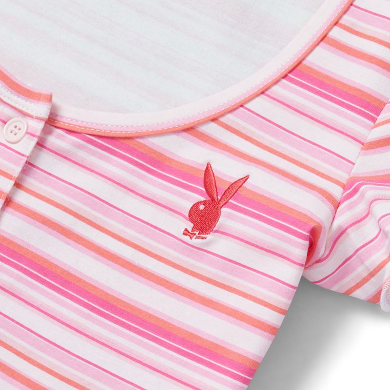 Tank Playboy Crush Stripe Scoop Tee Femme Rose | LYRPHVQ-01