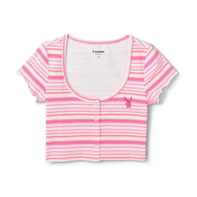 Tank Playboy Crush Stripe Scoop Tee Femme Rose | LYRPHVQ-01