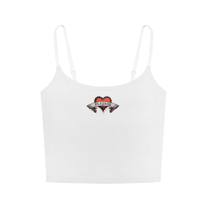 Tank Playboy Heartbreaker Femme Blanche | LZQAUXH-75