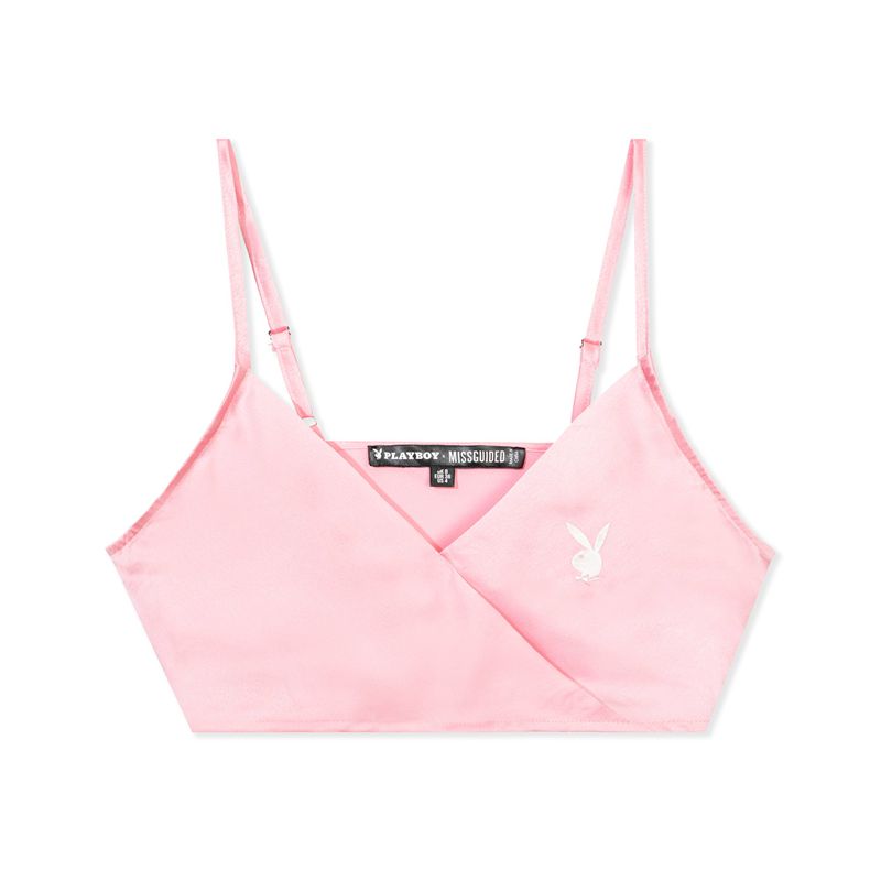 Tank Playboy Lounge Satin Femme Rose | ARXTOWN-62